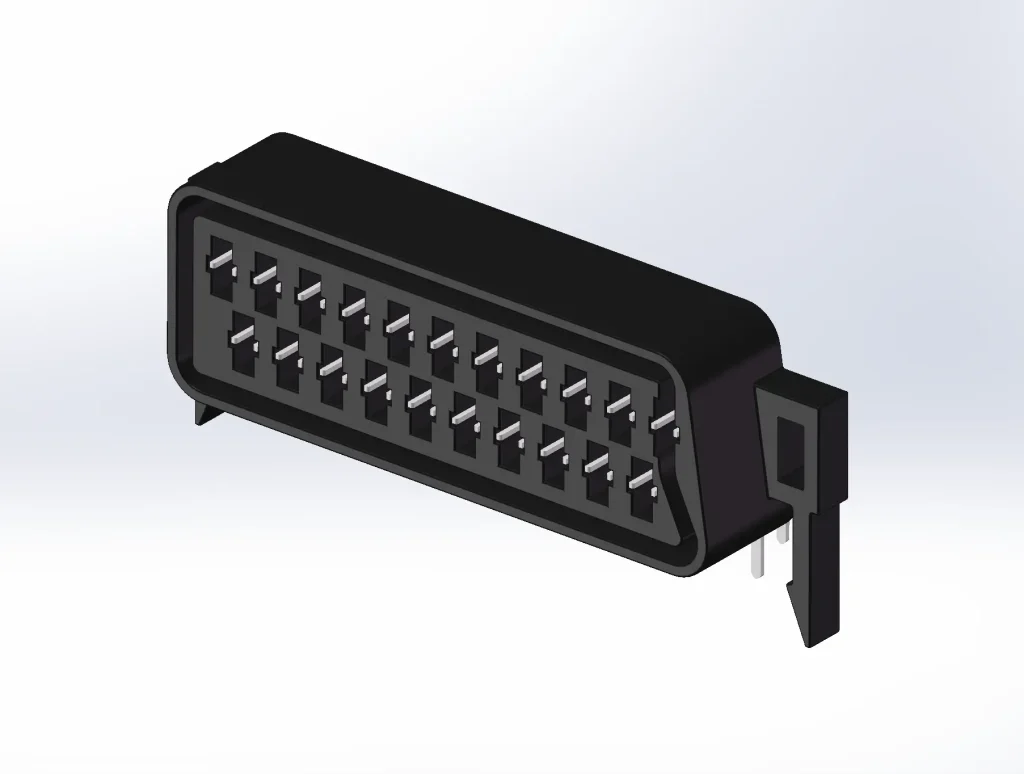 SCART90度反向连接器母头-果然酷酷