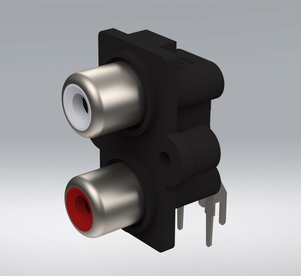 2-RCA立体声音频90°连接器母头-果然酷酷