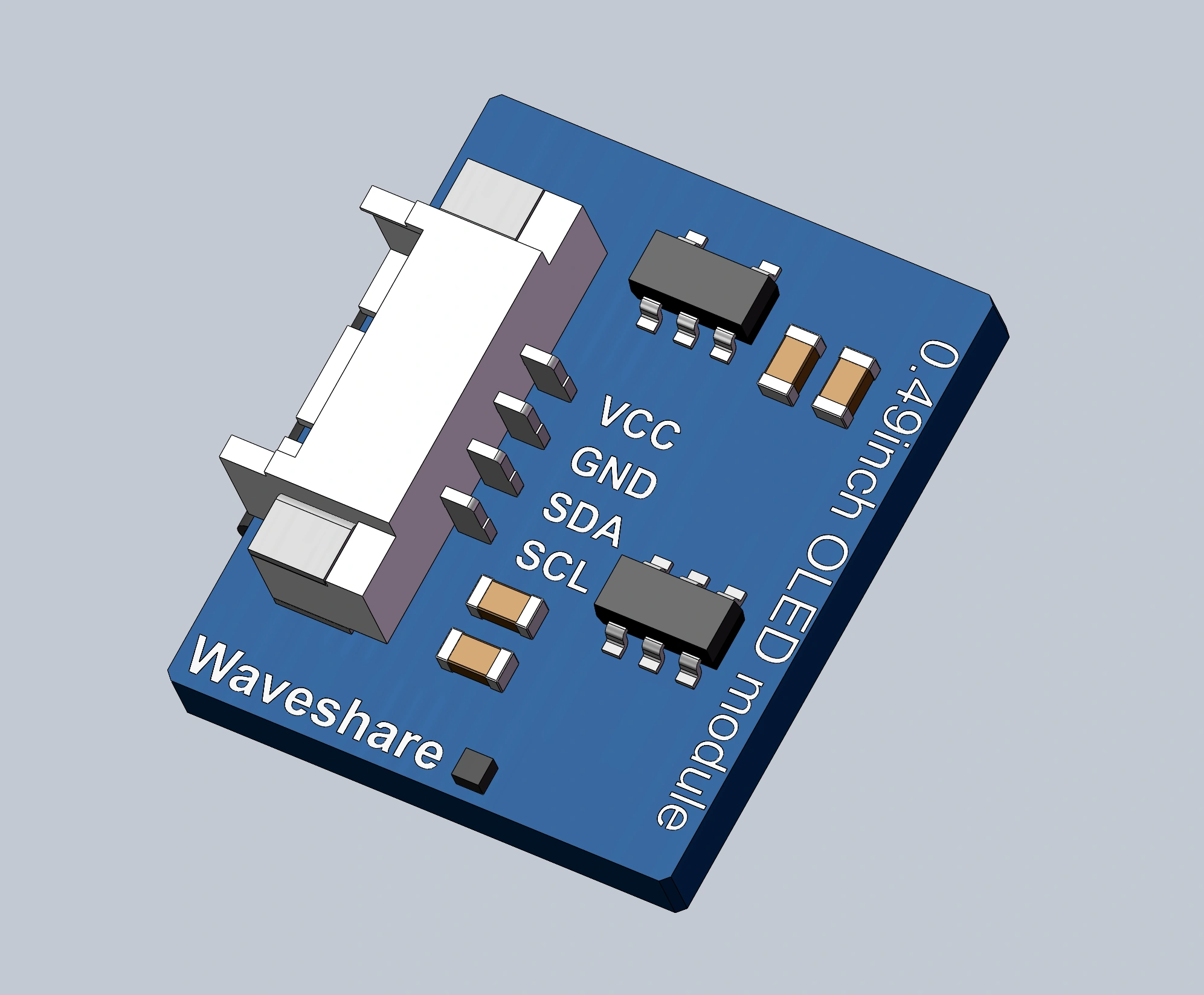 Waveshare 1315 0.49英寸I2C 64×32 OLED显示屏模型下载